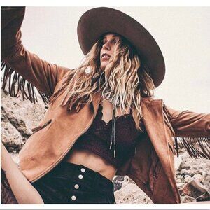 Fringe faux suede jacket sz M